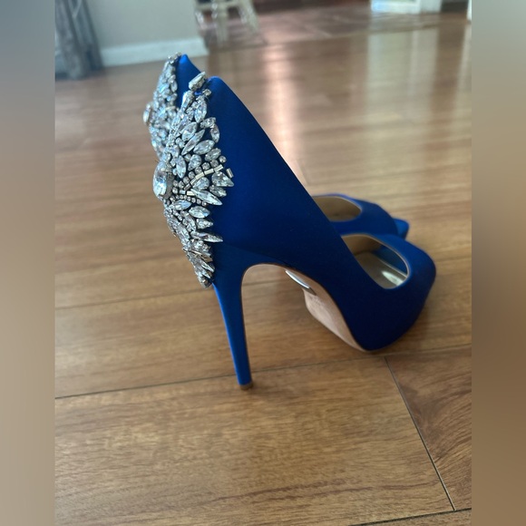 8.5 Badgley Mischeka Designer Blue Sparkle Heels - Picture 4 of 6